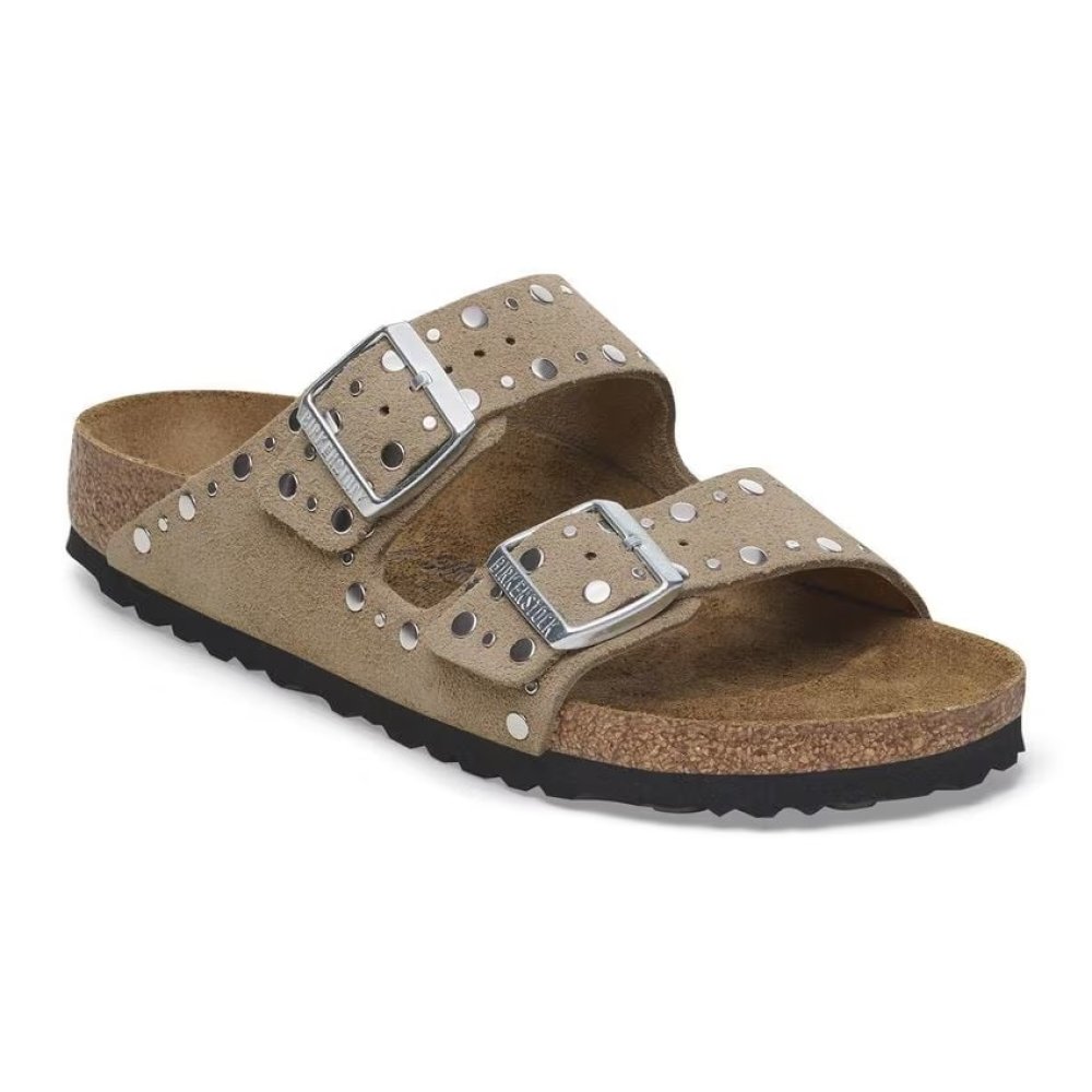 Sandalo Birkenstock Arizona Rivet taupe, Suede Leather