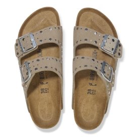 Sandalo Birkenstock Arizona Rivet taupe, Suede Leather