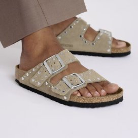 Sandalo Birkenstock Arizona Rivet taupe, Suede Leather