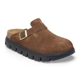 Clog Birkenstock Boston Chunky dark tea, Suede Leather