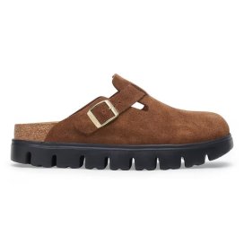 Clog Birkenstock Boston Chunky dark tea, Suede Leather