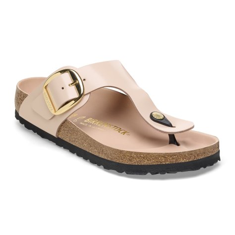 Birkenstock Infradito Donna Gizeh Big Buckle Natural Leather Shine New Beige