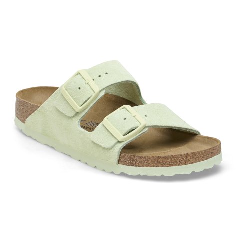 Birkenstock Sandalo Unisex Arizona Suede Leather Faded lime