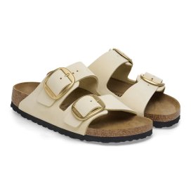 Birkenstock Sandalo Donna Arizona Big Buckle ecru, Nubuck Leather