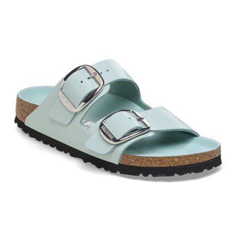 Birkenstock Sandalo Donna Arizona Big Buckle shine surf green, Natural Leather