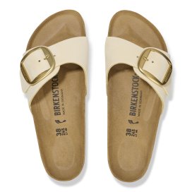 Birkenstock Sandalo Donna Madrid Big Buckle ecru, Nubuck Leather