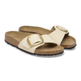 Birkenstock Sandalo Donna Madrid Big Buckle ecru, Nubuck Leather