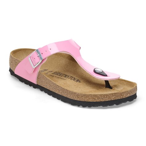 Birkenstock Infradito Donna Gizeh patent candy pink black, Birko Flor Patent