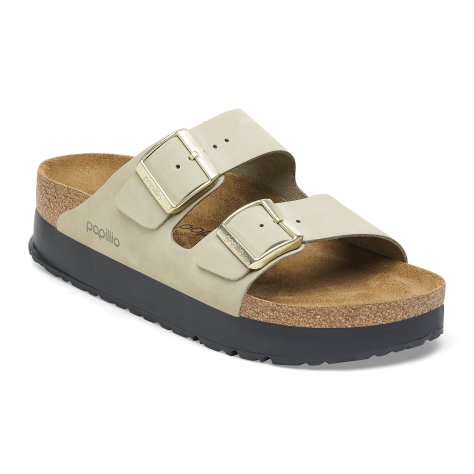 Birkenstock Sandalo Arizona Platform eucalyptus, Nubuck Leather