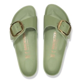 Birkenstock Sandalo Donna Madrid Big Buckle shine green tea, Natural Leather