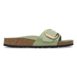 Birkenstock Sandalo Donna Madrid Big Buckle shine green tea, Natural Leather