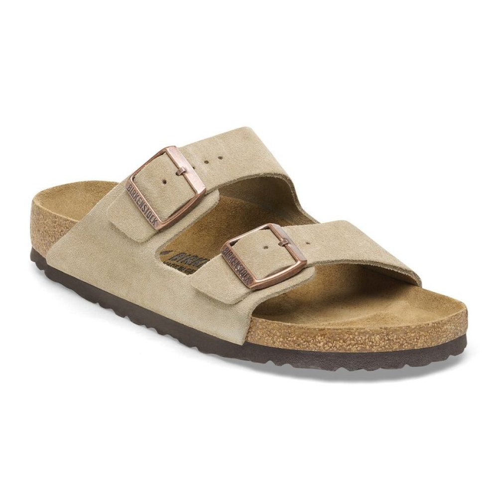 Birkenstock Sandalo Unisex Arizona taupe, Suede Leather