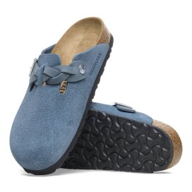 Birkenstock Clog Unisex Boston Braided elemental blue, Suede Leather