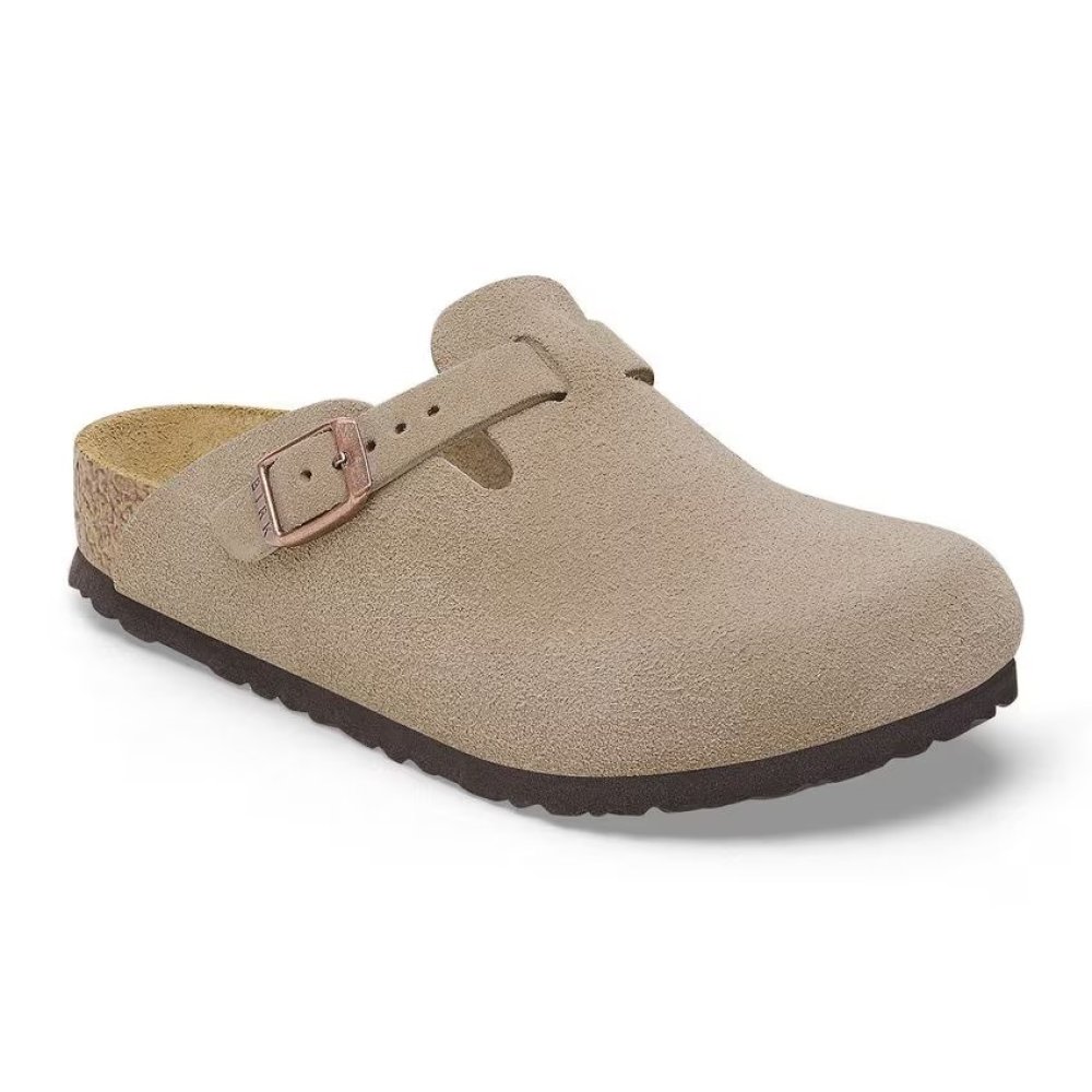 Birkenstock Clog Bambino Boston Kids taupe, Suede Leather