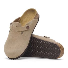Birkenstock Clog Bambino Boston Kids taupe, Suede Leather