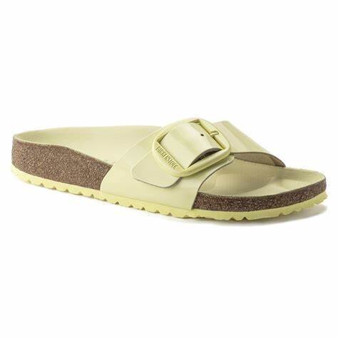 Birkenstock Sandalo Donna Madrid Big Buckle shine popcorn, Natural Leather Birkenstock Sandalo Donna Madrid Big Buckle shine popcorn, Natural Leather