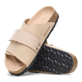 Birkenstock Sandalo Kyoto new beige, Nubuck Leather/High Shine Leather