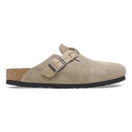 Birkenstock Clog Donna Boston Braided taupe, Suede Leather