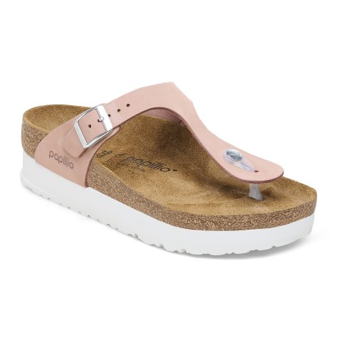 Birkenstock Sandalo Donna Gizeh Platform soft pink, Nubuck Leather