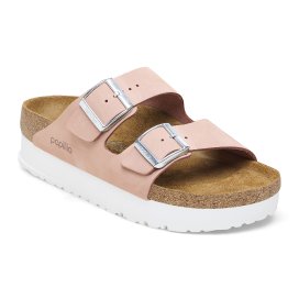 Birkenstock Sandalo Donna Arizona Platform soft pink, Nubuck Leather