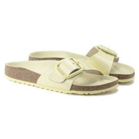 Birkenstock Sandalo Donna Madrid Big Buckle shine popcorn, Natural Leather