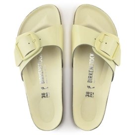 Birkenstock Sandalo Donna Madrid Big Buckle shine popcorn, Natural Leather