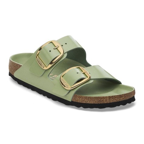 Birkenstock Sandalo Donna Arizona Big Buckle shine green tea, Natural Leather