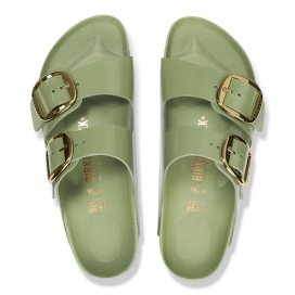 Birkenstock Sandalo Donna Arizona Big Buckle shine green tea, Natural Leather