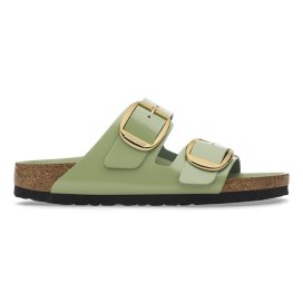 Birkenstock Sandalo Donna Arizona Big Buckle shine green tea, Natural Leather