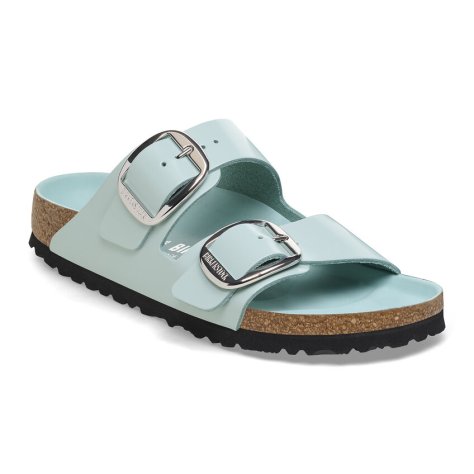 Birkenstock Sandalo Donna Arizona Big Buckle shine surf green, Natural Leather Birkenstock Sandalo Donna Arizona Big Buckle shine surf green, Natural Leather