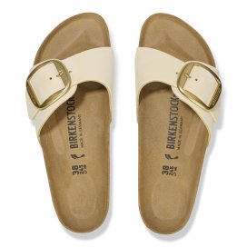 Birkenstock Sandalo Donna Madrid Big Buckle ecru, Nubuck Leather