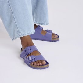 Birkenstock Sandalo Donna Arizona Big Buckle shine purple dusk, Natural Leather