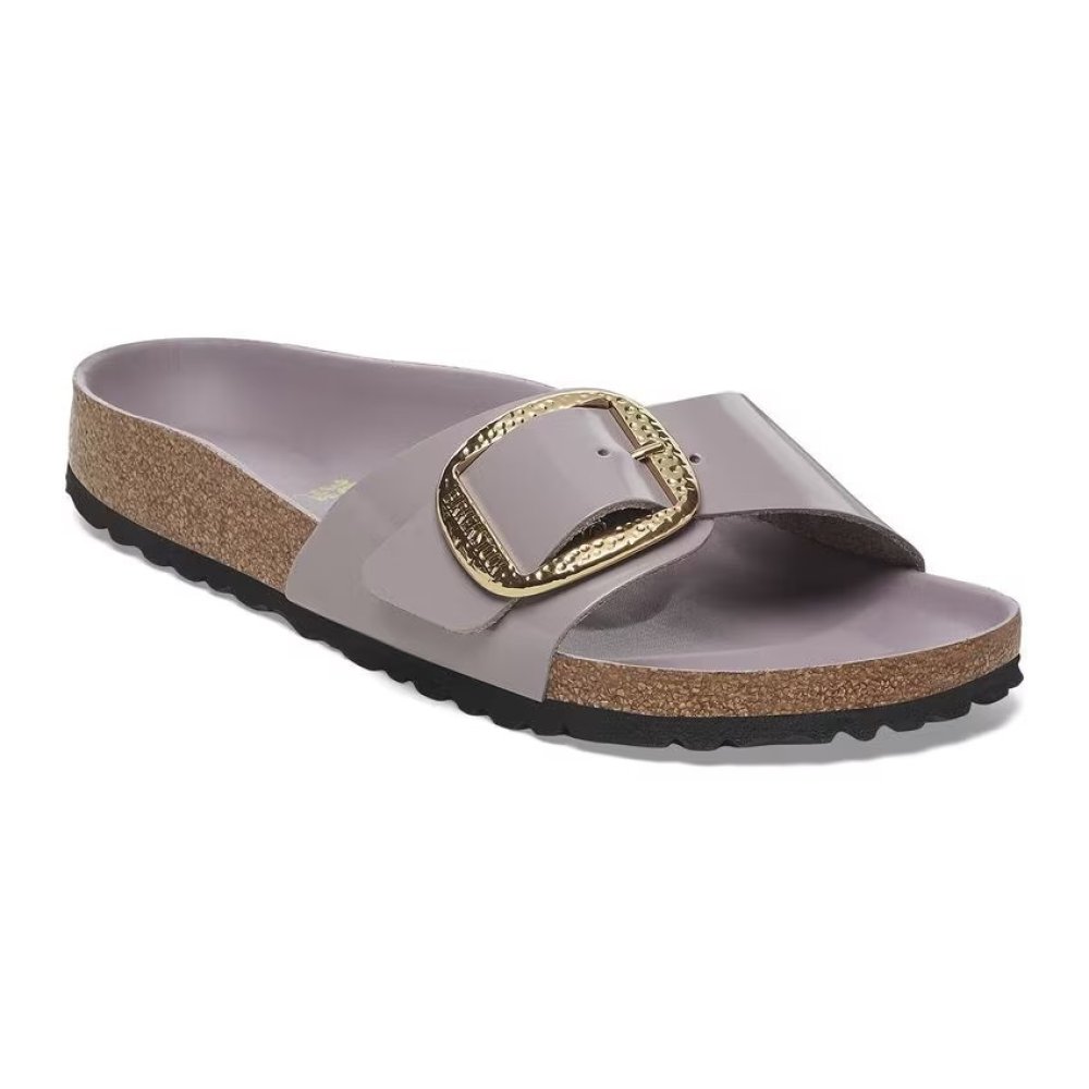 Birkenstock Sandalo Donna Madrid Big Buckle Ham shine faded purple, Natural Leat