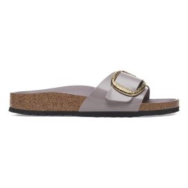 Birkenstock Sandalo Donna Madrid Big Buckle Ham shine faded purple, Natural Leat