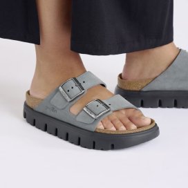 Birkenstock Sandalo Donna Arizona Chunky basalt gray, Suede Leather