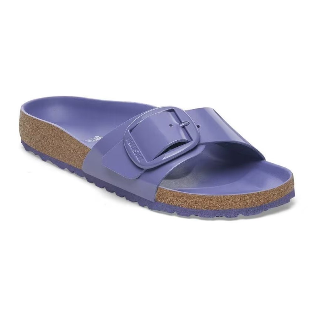 Birkenstock Sandalo Donna Madrid Big Buckle shine purple dusk, Natural Leather