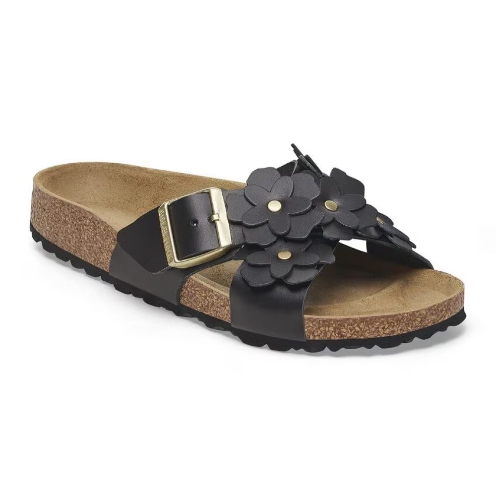 Birkenstock Sandalo Donna Siena Flowers black, Natural Leather