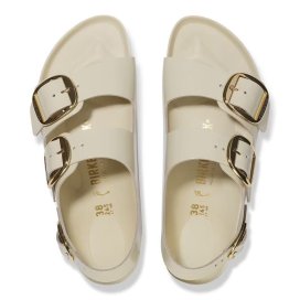 Birkenstock Sandalo Milano Big Buckle shine ecru, Natural Leather