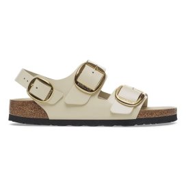 Birkenstock Sandalo Milano Big Buckle shine ecru, Natural Leather