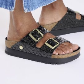Birkenstock sandalo Arizona Platf black, Natural Leather Croc