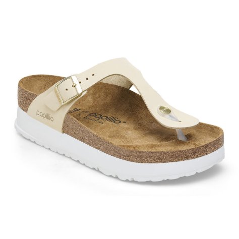 Birkenstock Infradito Donna Gizeh Platform ecru, Nubuck Leather Birkenstock Infradito Donna Gizeh Platform ecru, Nubuck Leather