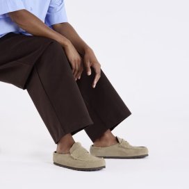 Birkenstock mocassino Naples Wrapped taupe, Suede Leather