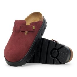 Birkenstock Boston Chunky zinfandel, Suede Leather Clogs donna