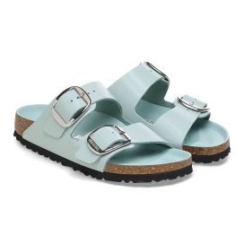 Birkenstock Sandalo Donna Arizona Big Buckle shine surf green, Natural Leather