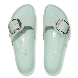 Birkenstock Sandalo Donna Madrid Big Buckle shine surf green, Natural Leather