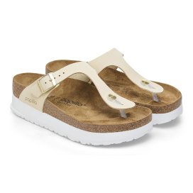 Birkenstock Infradito Donna Gizeh Platform ecru, Nubuck Leather