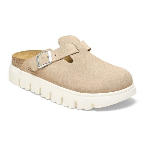 Clog Birkenstock Boston Chunky warm sand, Suede Leather