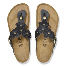 Infradito Birkenstock Gizeh Flowers black, Natural Leather