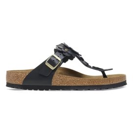 Infradito Birkenstock Gizeh Flowers black, Natural Leather