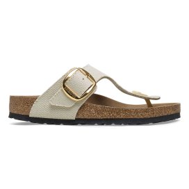 Birkenstock Sandalo Donna Gizeh Big Buckle eggshell veg, Rough Canvas